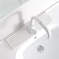 Diatomite Faucet Mat for Kitchen Sink, Quick-Dry Stone-Like Sink Mat, Flat Lay Absorbent Countertop Drying Mat for Faucet Area, Hard Diatomite Mat, White, 15.8 x 4 in - color: White-D