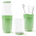 Toothbrush Cup with Cover, Travel Toothbrush Case Portable Toothbrush Holder for Traveling Business Camping School Bathroom (Green) - color: Green