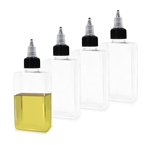 LELE LIFE 4Pcs Small Oil Dispenser Bottle for Camping, 3.4oz Leak-Proof Squeeze Condiment Bottle with Twist Top Cap, Liquid Condiment Container Dispensing Bottles for Oil Soy Sauce Vinegar - color: 4Pcs
