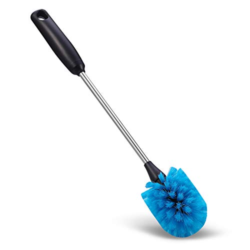 MOSOLAN 3-in-1 Stainless Steel Bottle Brush and Straw Cleaning Set, Long Handle Scrub Brush with Replaceable Head for Water Bottles, Glasswares, Mugs, Flasks, Tumblers, Vases, Round Head - style: Round Head