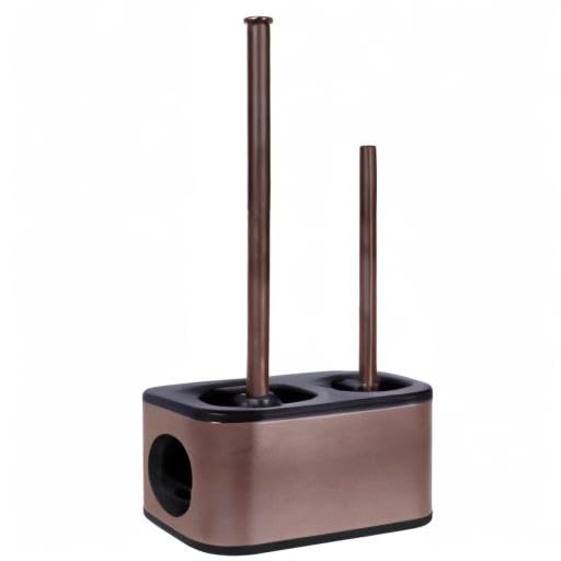 Blue Donuts Toilet Brush and Plunger Set with Holder, Sleek Minimalist Modern Oil Rubbed Bronze Bathroom Accessories Toilet Plunger and Toilet Bowl Brush Combo - color: Bronze