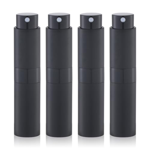 Lulupack Travel Perfume Bottle Refillable - Cologne Spray Atomizer Mini - Small Travel Size Sprayer Empty for Refill Sample Container - Portable Fragrance Decant Dispenser for Men Women 8ml 4PCS Black - color: Black Series