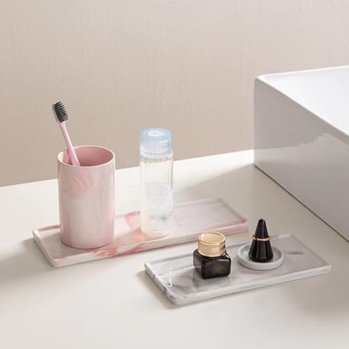 Marble ceramic mug, creative toothbrush holder, simple drinking cup. (Pink) - color: Pink