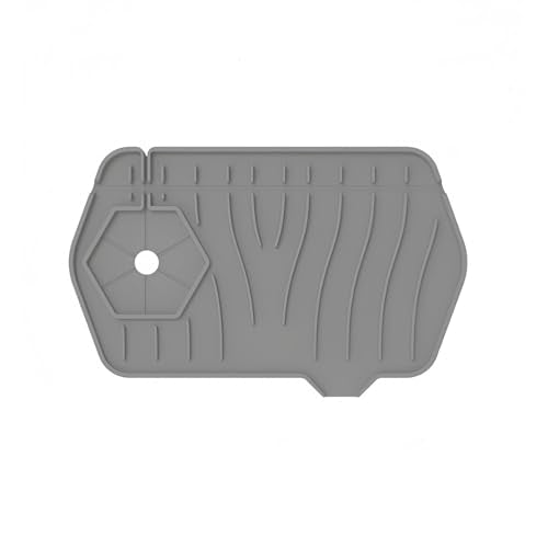 Silicone Sink Splash pad with Inclined Drain, Easy-to-Clean Drain pad, Suitable for Kitchen and Bathroom. (Unilateral Gray) - color: Unilateral Gray