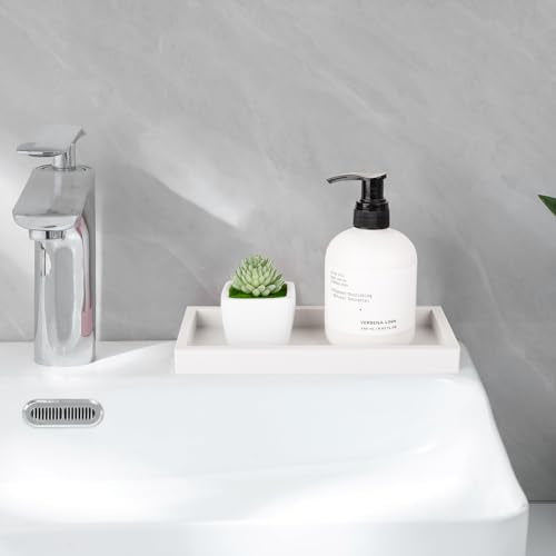 Silicone Bathroom Vanity Tray Dish Soap Holder Sink Organizer, White | Small, Thickened Silicone, Easy to Clean, Waterproof, Non-Slip, for Countertop, Kitchen, Bedroom, Dresser - color: White, size: 7.9" x 4.0"