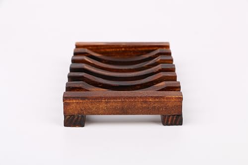Anwenk Wooden Soap Dish Soap Holder Saver Tray for Bathroom Shower Kitchen Drainer Hand Craft Rectangular for Soap,Sponges and More (1Pack) - color: Bronze