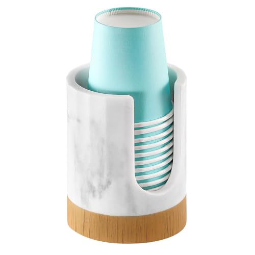 Luxspire Bathroom Cup Dispenser, 3oz Dixie Cup Dispenser, Marble Resin Dixie Cup Holder, Disposable Paper Cup Holder for Bathroom, Cotton Pad Holder, Guest Bathroom Essentials, Marble White - color: Gravel White, size: 3oz