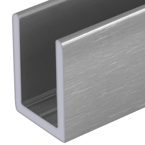 Brixwell SDCD38AB-CCP4 Brushed Anodized 3/8" Fixed Panel Shower Door Deep U-Channel - 4 inch Sample - color: Brushed Anodized, size: 4 Inch - Sample