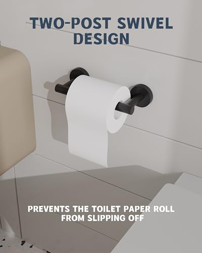 RARXTR Matte Black Toilet Paper Holder SUS304 Stainless Steel Double Post Pivoting Toilet Paper Roll Holder Wall Mounted Toilet Tissue Holder for Commercial Bathroom RV - color: Matte Black, size: Wall Mount