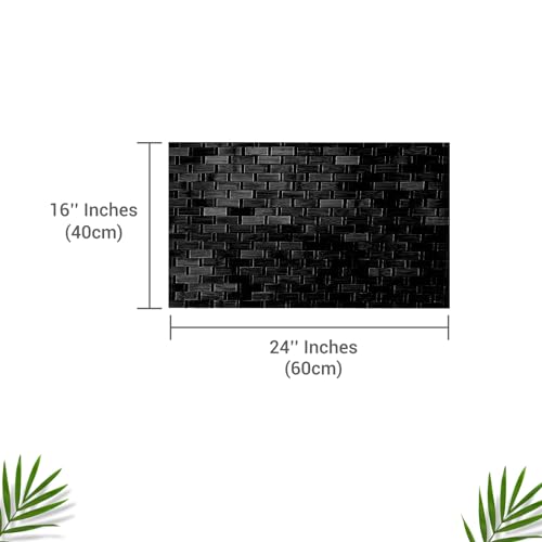 Bamboo Bath Mat Black 24 x 16 Inches and Soap Dish Set Bathroom Rugs Non Slip Washable Bamboo Shower Mat Bathtub Mat Non Slip for Kitchen Sauna Spa Hot Tub Outdoor Bathroom Décor - color: Black, size: 24x16