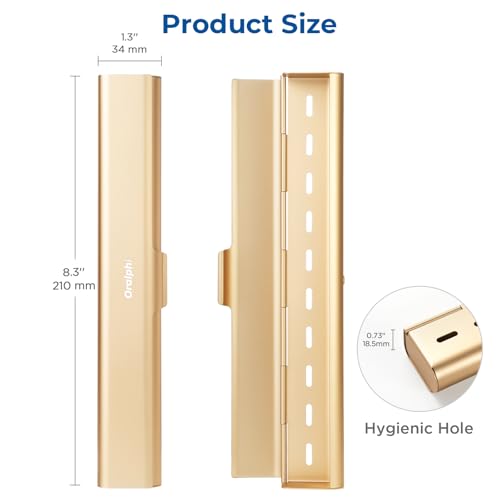 Aluminum Toothbrush Travel Case, Portable Travel Toothbrush Holder, Durable Manual Toothbrush Box Container for Traveling, Bathroom, Camping, Business Trip-Gold - color: Gold, size: 1 Pack (Standard)
