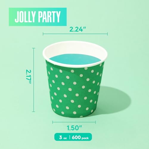 600 Pack 3 oz Paper Cups for Bathroom, Small Mouthwash Cups, Disposable Mini Bathroom Cups, Cold Beverage Drinking Cup for Water Coolers, Party, Home and Office(Dots) - color: JP-3-ZB02-600-BD