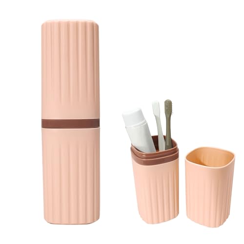 Pink Toothbrush Travel Case Portable Pink Travel Toothbrush Holder Toothbrush Travel Containers for Bathroom Travel Camping School Toothbrush and Toothpaste Travel Case