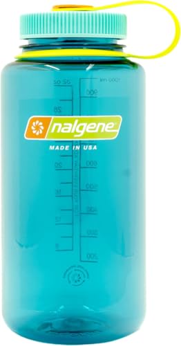 Nalgene 32 oz Wide Mouth Water Bottle | BPA-Free, Durable & Leak Proof, Lightweight Bottle for Hiking & Gym, Work & Travel - color: Cerulean, size: 32 Ounces (Pack of 6)