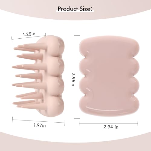 Silicone Shampoo Brush & Scalp Massager Exfoliator for Dry, Itchy & Dandruff Relief Ergonomic Scrubber for Deep Hair Washing - Light Pink - color: Light Pink