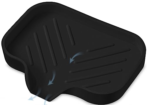 Black Silicone Soap Dish Tray, Self Draining Soap Holder for Bar Soap, Silicone Soap Tray with Drainage, Dish Soap Tray for Kitchen Counter, Plastic Free, S(4.7x3.5) - color: Black, size: S(4.7X3.5) 1 PC