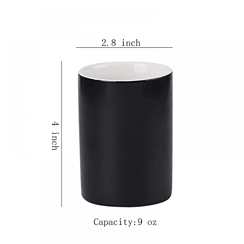 Gaolinci 2 Pcs Bathroom Cups, Ceramics Toothbrush Holder, Tumbler Cup, 9 Oz - color: Black