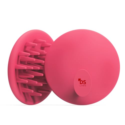 DS Labs Revitalizing Scalp Brush - Silicone Shampoo Massager for a Cleaner, Fresher, Feeling Scalp, Lifts Build Up & Boosts Lather, Ergonomic, Water Resistant, for All Hair Types - color: Pink