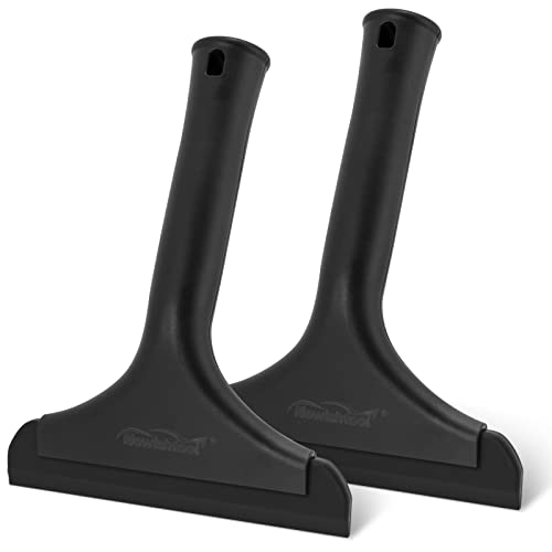 NEWISHTOOL Small Squeegee for Car Windshield, Windows, Side Mirrors, Glass Door Water Removal, Silicone Blade Squeegee for Shower Door, Glass Mirror, Tile Wall Cleaning, Auto Water Blade Wiper, 2 Pack - color: All Black, size: 2PCS
