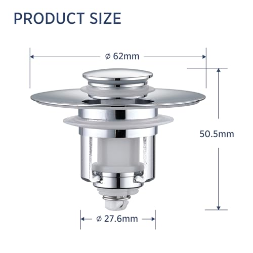 Universal 2 in 1Bathroom Sink Stopper, 2 Pack Pop Up Bathroom Sink Drain Strainer for 1.06"-1.65" Basin Drain Holes, Anti Clogging Drain Filter(Chrome Silver) - color: Chrome Silver(s)-2p