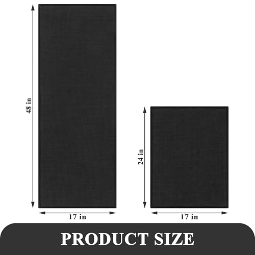 SHACOS Bath Mat Set of 2, Ultra Thin Washable Bathroom Rugs, No Slip Rubber Bath Rugs for Bathroom, Quick Dry Absorbent Bathroom Mat for Shower Outside Floor Toilet Sink (17"x24"+17"x47") - color: Black, size: 17"x24"+17"x47"