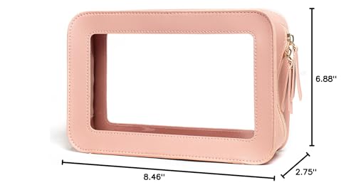 LETGO Clear Makeup Bag, TSA Approved Toiletry Organizer With Zipper, Fit Carry-on Travel Essentials, Cosmetic Bag for Women Men (O-Pink) - color: O-Pink