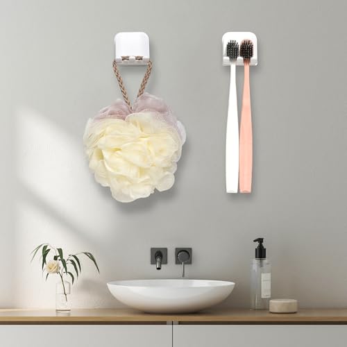 2-Piece Set of White self-Adhesive Wall-Mounted Waterproof Toothbrush Holders, Electric Toothbrush Holder for Bathrooms，Suitable for Bathroom Showers.