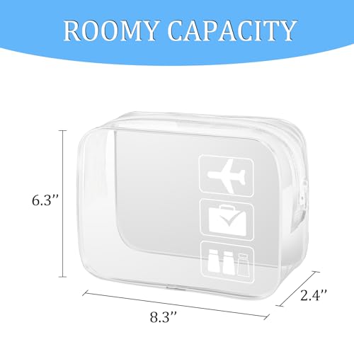Sogiv 3Pcs TSA Approved Clear Travel Toiletry Bag, Unisex, White+Blue+Pink, 8.3 x 6.3 x 2.4 inches, Waterproof, Easy to Clean, Cosmetic Case, Travel Organizer - color: White+Blue+Pink