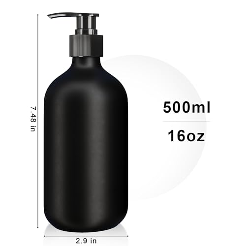 2Pcs Black Soap Dispenser, 16oz Plastic Dish & Hand Soap Dispenser for Kitchen, Empty Liquid & Lotion Dispenser Set for Bathroom Accessories - color: Black Pump