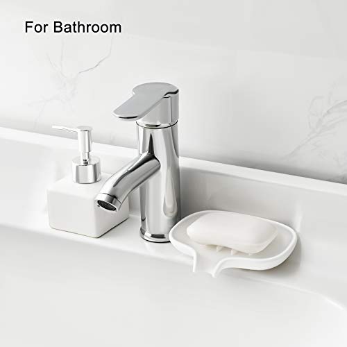 SUBEKYU Silicone Soap Dish for Bathroom,Bar Soap Holder for Shower with Draining Tray, Waterfall Soap Tray for Kitchen Sink, Set of 2 (2 * White) - color: 2 * White