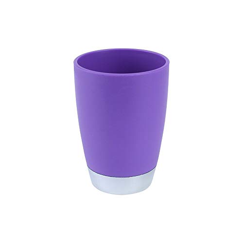 Bathroom Accessories Set 6 Pieces Plastic Bathroom Accessories Toothbrush Holder, Rinse Cup, Soap Dish, Hand Sanitizer Bottle, Waste Bin, Toilet Brush with Holder(6 Colors) (Purple)