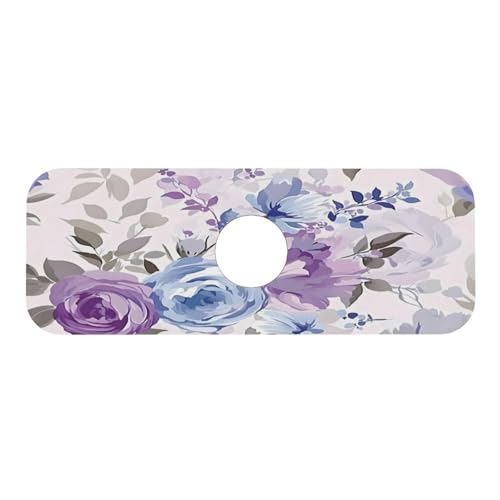 Lavender Flowers Kitchen sink faucet pad, strong water absorption, anti slip, easy to clean, very suitable for splash and drip prevention, suitable for kitchens and bathrooms - color: Lavender Flowers