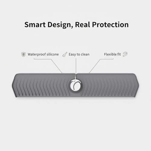 30 Inch Silicone Kitchen Sink Faucet Mat, Adjustable Waterproof Splash Guard Draining Mat Keep Countertops Dry (Black) - color: Black