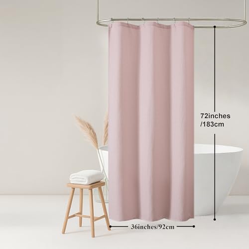 OWENIE Blush Shower Curtain, Stall Small Waffle Weave Heavy Fabric Shower Curtains for Narrow Size Bathroom, Waterproof Soft Hotel Spa Luxury Bath Curtain Set, Machine Washable, Blush, 36x72 Inch - color: Blush, size: 36"W x 72"L (Pack of 1)