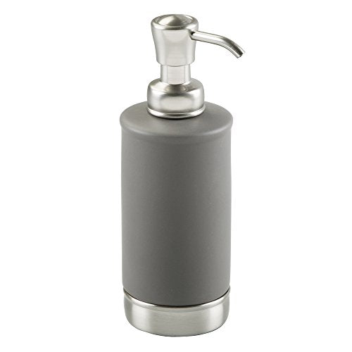 iDesign Hand Soap Dispenser, Gray/Brushed Nickel | Refillable, For Bathroom or Kitchen, Pump Bottle - color: Matte Gray/Brushed