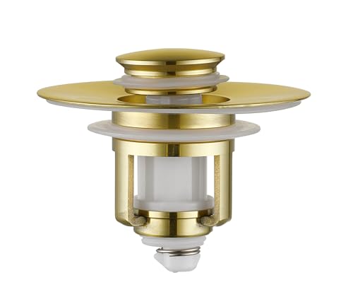 Universal 2 in 1Bathroom Sink Stopper, 1 Pack Pop Up Bathroom Sink Drain Strainer for 1.06"-1.65" Basin Drain Holes, Anti Clogging Drain Filter (Gold(s)-1p) - color: Gold(s)-1p