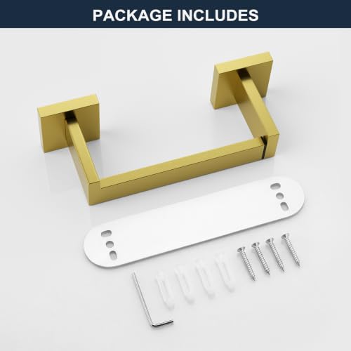 Toilet Paper Holder Wall Mount Brushed Gold, Stainless Steel Toilet Tissue Roll Holder Bathroom Square Toilet Paper Towel Roll Holder, Double Post Pivoting Tissue Handle - color: Brushed Goled