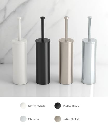 Gatco 1481W Latitude II Toilet Brush Holder, Freestanding Bathroom Toilet Brush Set, Matte White - color: Matte White, size: 15"H, style: Latitude II