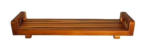 EcoDecors, 29 inch, with LiftAid Handles, Bath Tray for Tub, Bath Tub Tray Wood, Bathtub Table, Caddy for Bathtub in Natural Teak - style: 29"- LiftAid Handles