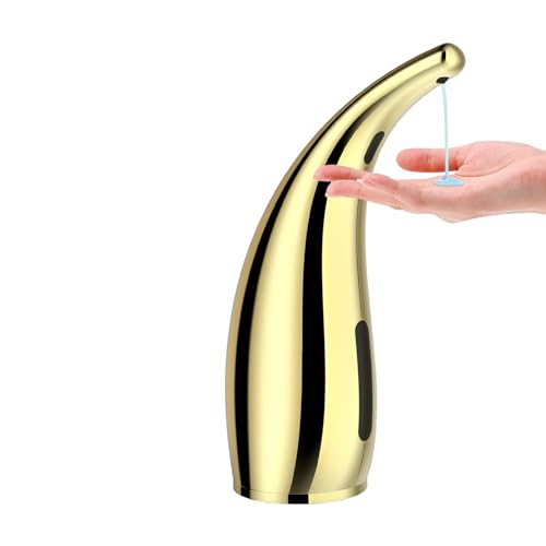 300ml Gold Magnetic Charging Touchless Soap Dispenser | Adjustable Liquid Output IPX6 Waterproof Design Fits Kitchen Bathroom Hotel and RV Daily Use - color: Golden
