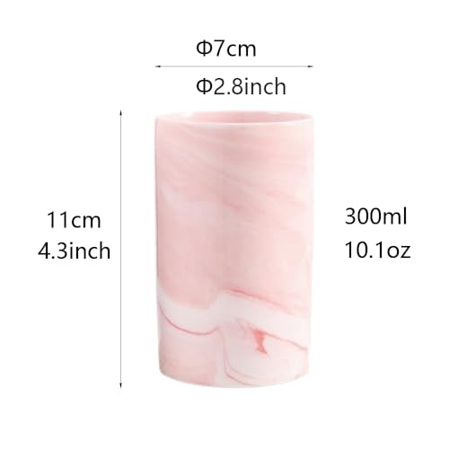 Marble ceramic mug, creative toothbrush holder, simple drinking cup. (Pink) - color: Pink