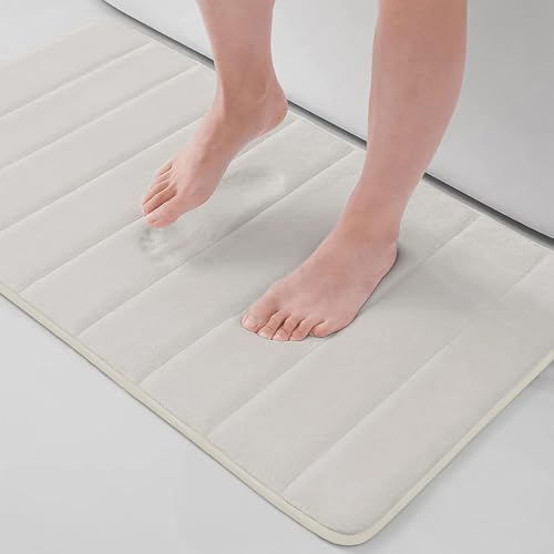 Buganda Memory Foam Bath Mat, 34" x 20", Ultra Soft Bathroom Rugs, Water Absorbent and Machine Washable Bath Rug for Bathroom, Shower, and Tub, Cream - color: Cream, size: 34" X 20"