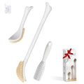 New Foot Brush & Foot File Set(2PCS), 3-in-1 Foot Scrubber in Shower, 10.2’’-27.5’’Adjustable Long Handle Foot Scrub Brush and Upgrade Foot File Callus Remover, Gift-Box Packed(White Set) - color: White+foot File