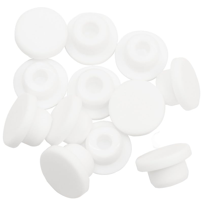 EASYEAH 2 Sizes 17/18 mm T-Shaped Silicone Plugs 11/16 inch Soft Flexible Rubber Stopper in Tube End Cap Cover Waterproof Sealing Hole Plugs for Bottles Pipes, White, 12 Pcs - size: 17-18mm(0.67-0.71")