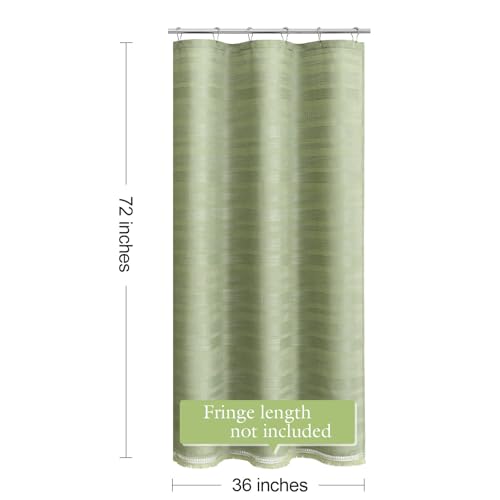 Small Stall Boho Farmhouse Shower Curtain with Tassel, Linen Bohemian French Country Chic Bathroom Shower Curtain Set, Modern Striped Textured Shower Curtain 36x72 - Olive Green - color: Olive Green, size: 36"W x 72"L (Pack of 1)
