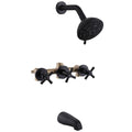 3 Handles Shower Faucet Set with Tub Spout Bathtub Shower Faucets Combo Set Shower System Complete Tub and Shower Trim Kit Shower Fixtures Matte Black - color: Matte Black, style: 3 Handles