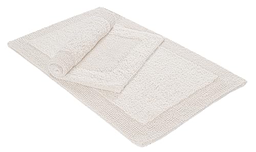 Bedding Craft Cotton Bath Mat Rug 21x34, Beige | Reversible, Water Absorbent, Machine Washable, Soft Cloth, For Outside Bathtub - color: Beige, size: 1'9" x 2'10" (Rectangular)