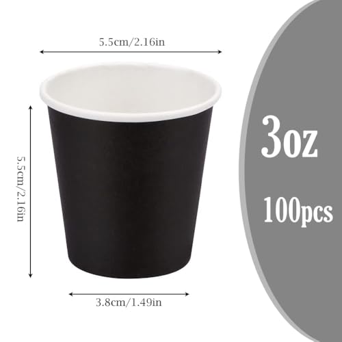 100 Pack 3 oz Bathroom Cups, Mouthwash Cups, Small Paper Cups for Water, Juice, Candy Ideal for Party Bathroom and Office (Black) - color: Black, size: 100 Count