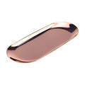 Dnyta Stainless Steel Decorative Tray, Decor Jewelry Dish, Rose Gold Bathroom Decor Makeup Serving Trays for Dresser, 9 x 3.7in Cosmetics Home Decor for Keys Watch Wallet Trinket (Oval, Rose Gold) - style: Oval rose gold style (1pcs)