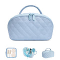 honitty Makeup Bag, Quilted Makeup Bag, Puffy Travel Make up Bags, Cosmetic Organizer Bag, Waterproof Toiletry Bag for Women - color: Blue